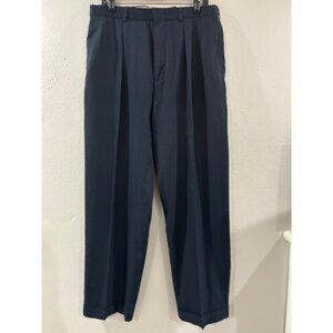 VTG Polo Ralph Lauren Pants Mens 36x30 navy Blue careerStraight Pleated Trouser